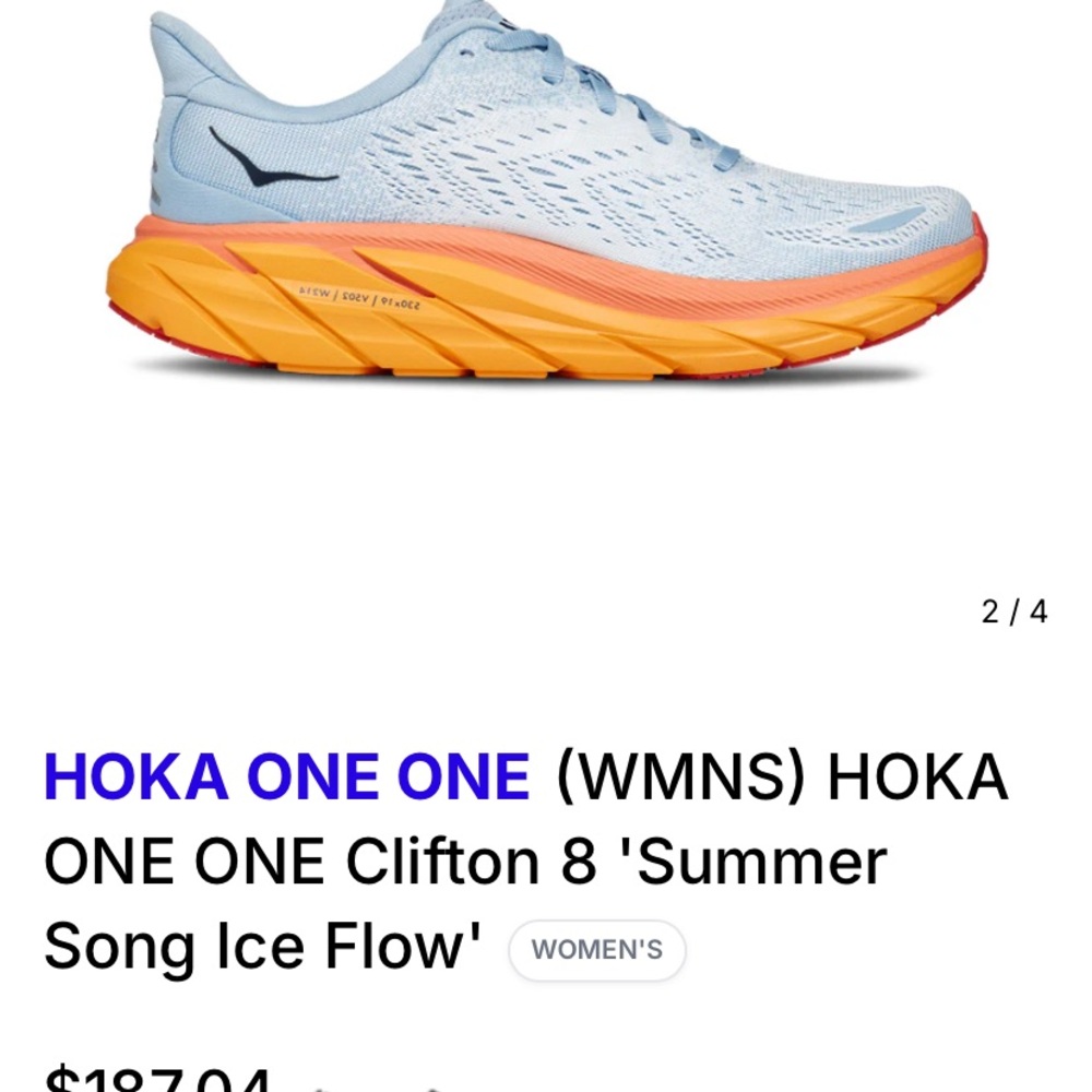 Hoka Sky Blue and Peach Athletic Shoes